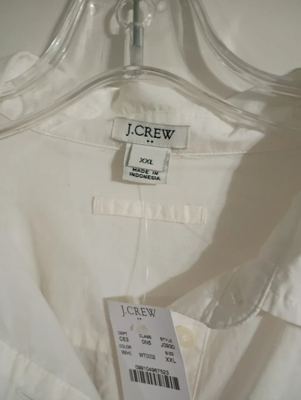 J. Crew White Long-Sleeve Button-Down Popover Shirt Tunic Size XXL New